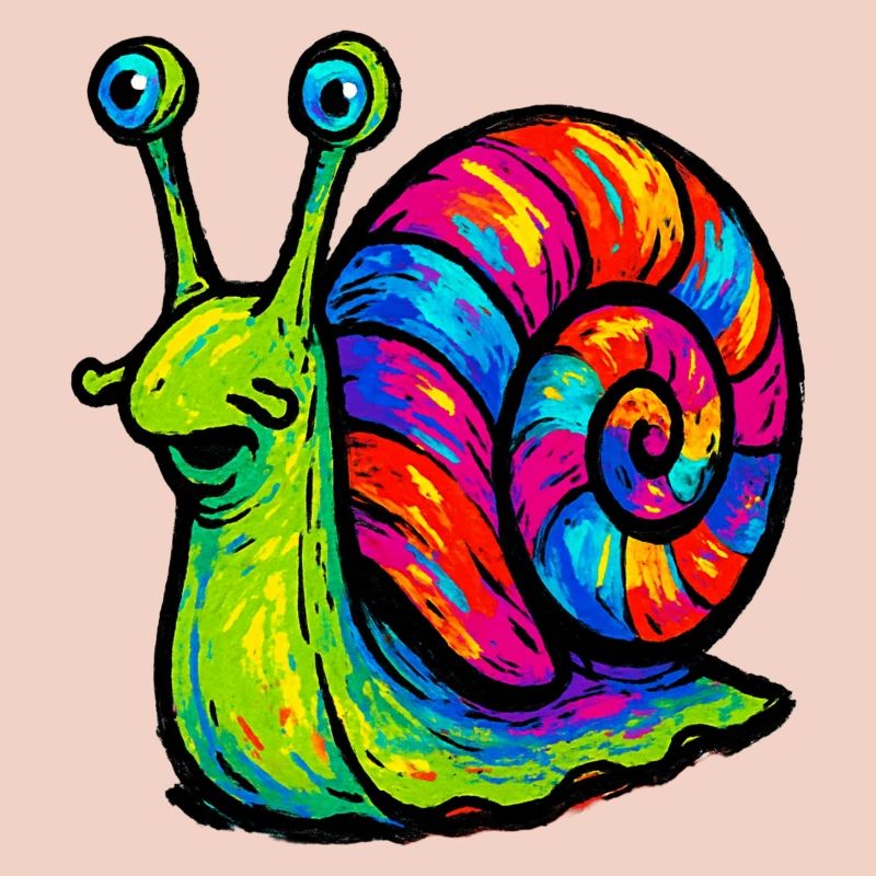 Escargot psychédélique multicolore arc-en-ciel