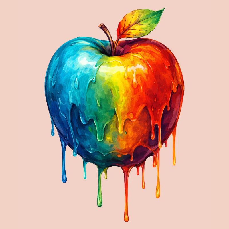 Apfel mit buntem Farbverlauf