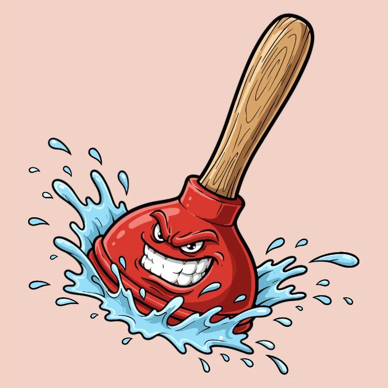 Red plunger with water splash