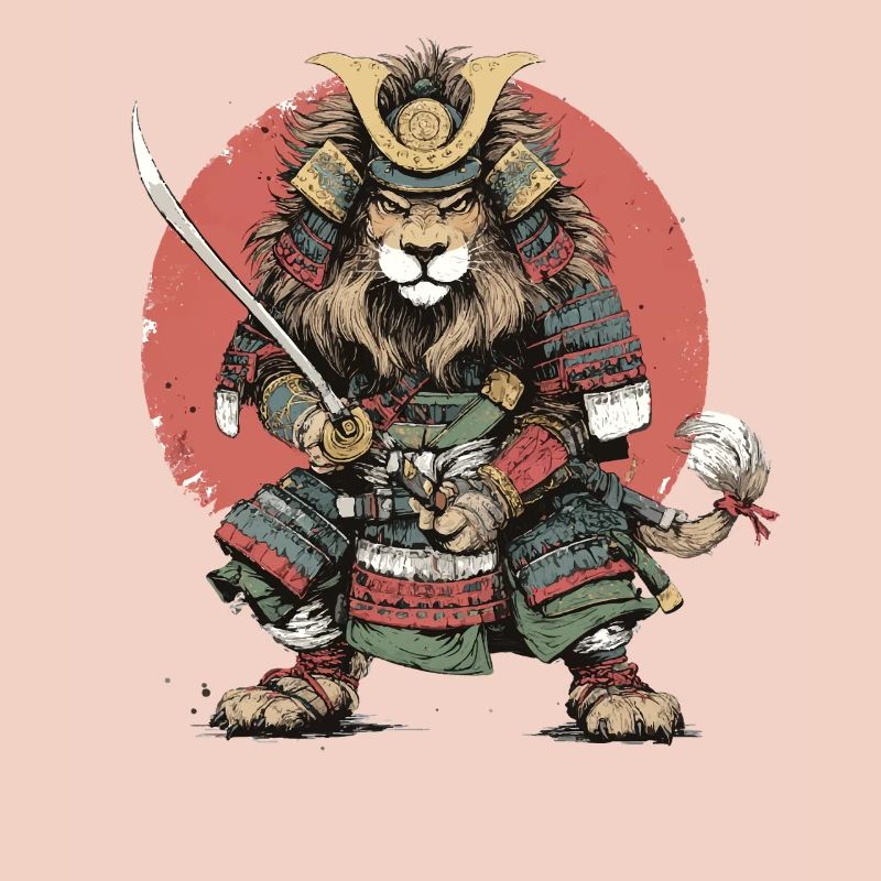 Samurai-Löwe in Rüstung