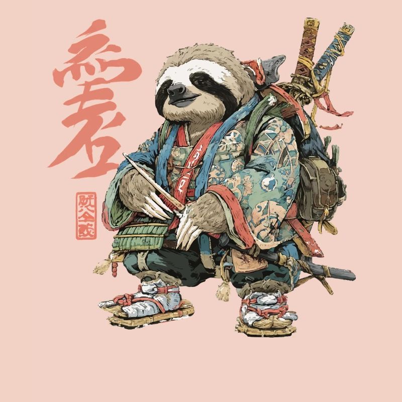 Sloth Samurai in Ukiyoe Armor