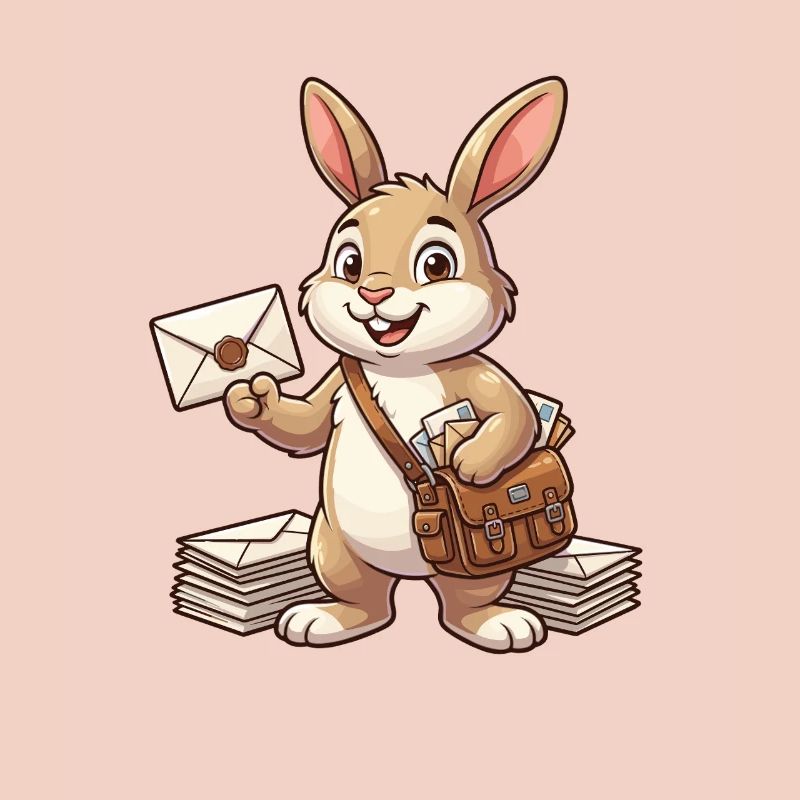 Lapin postal avec lettres