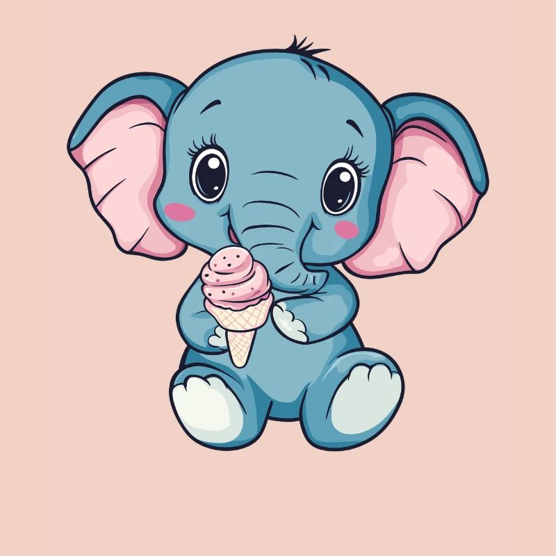 Kuschelig Elefant Eiscreme Illustration