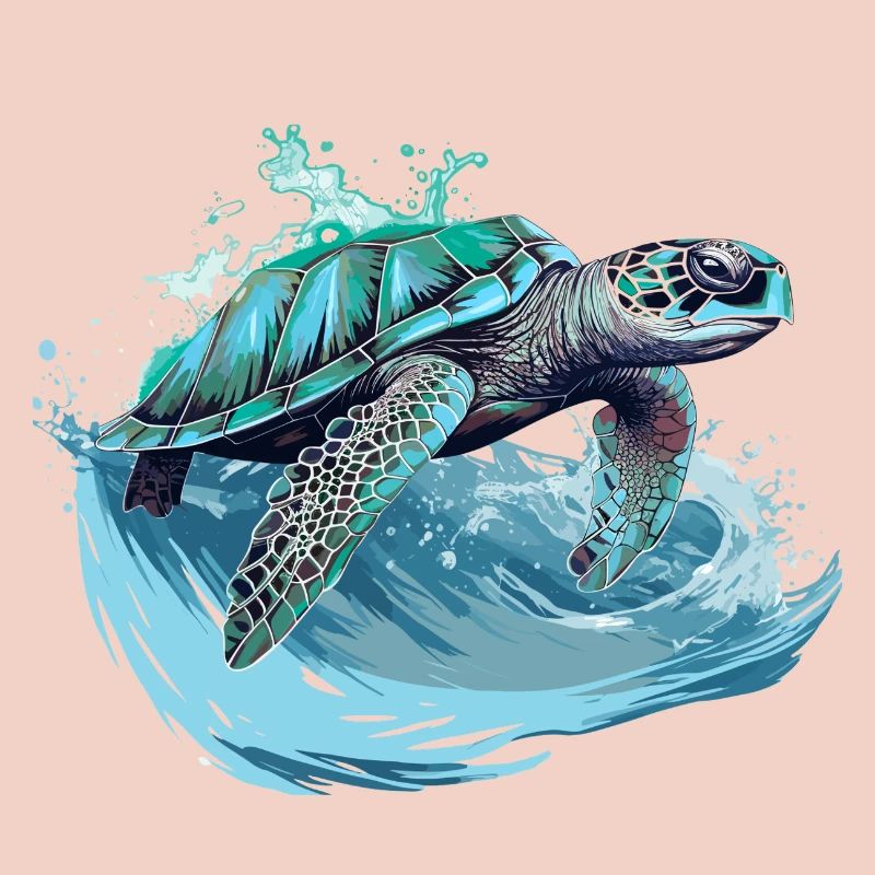 Neon Sea Turtle Wave Dance