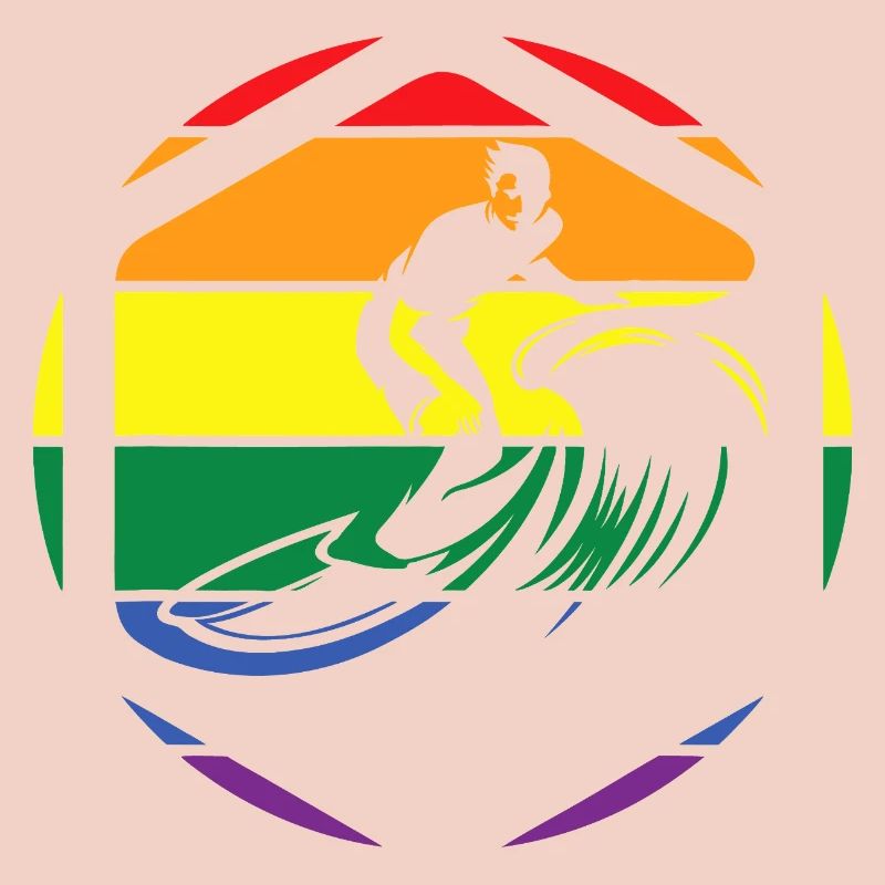 Rainbow Wave Surfer Circle