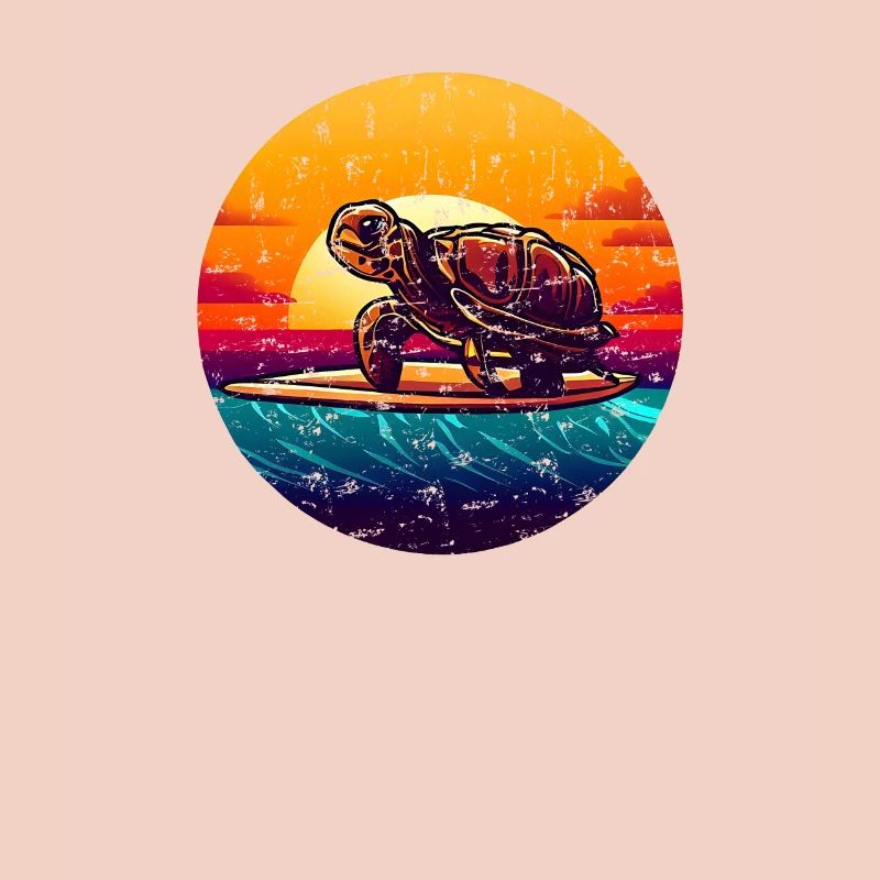 Schildkröte auf Surfbrett Sunset