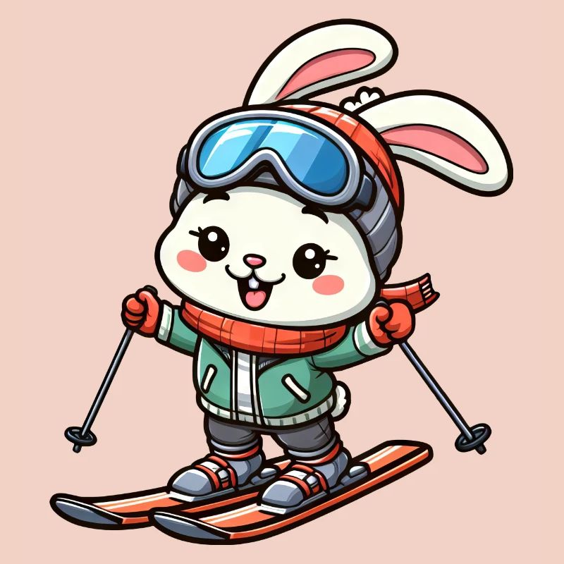 Snow bunny ski vacation skier rabbit design