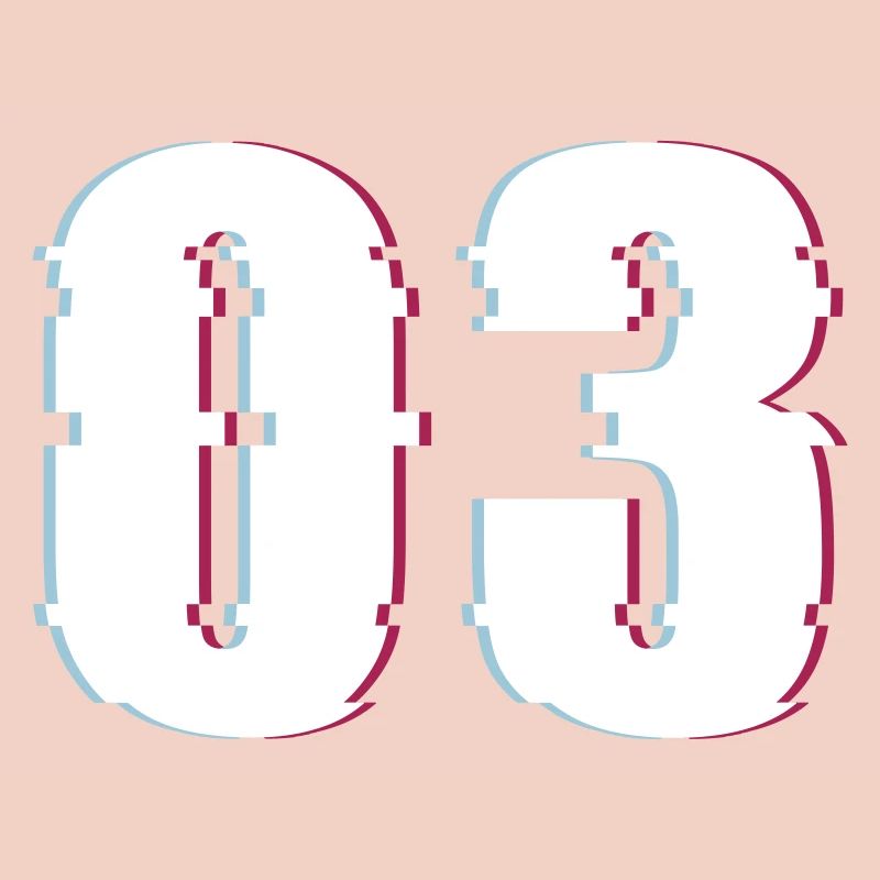 Three 3 Three 03 Number Effect Distorted Number