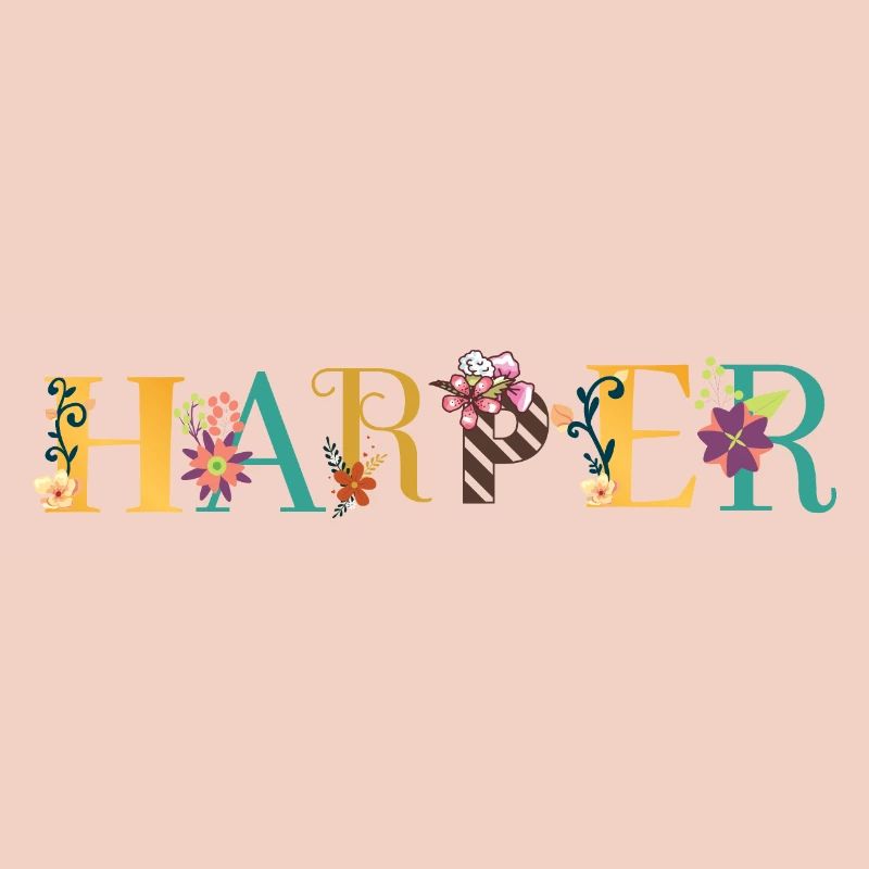 HARPER Nom Art avec fleurs brodées