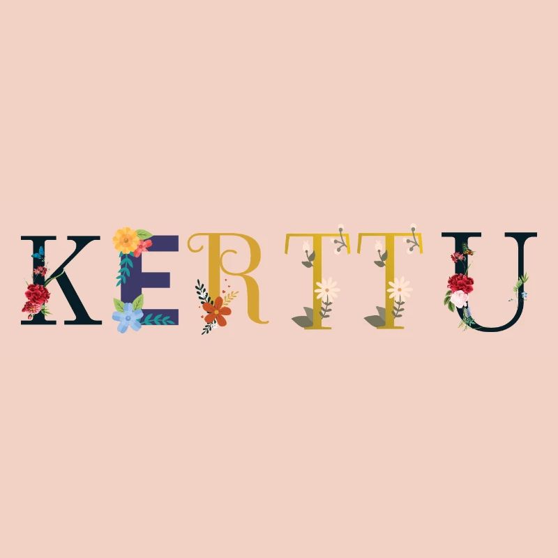 Le nom de KERTTU est décoré de fleurs