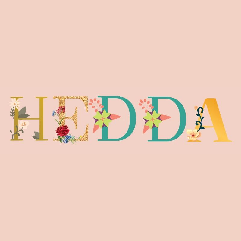 Le nom HEDDA est décoré de fleurs
