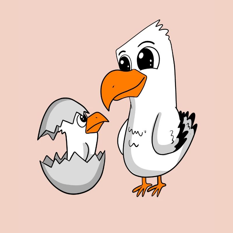 Möwe mit Baby Möwe