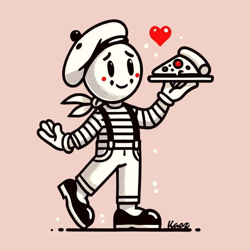 Mime français avec pizza