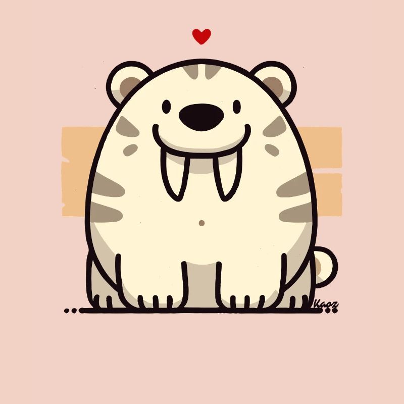 Cuddly Sabertooth Tiger with Heart