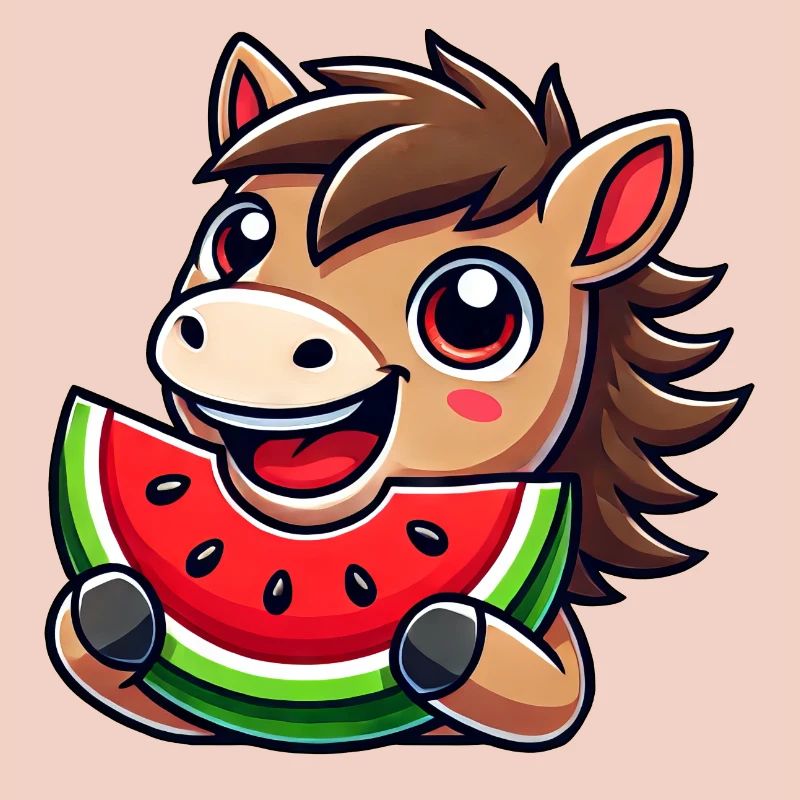 Mignon Cheval Pastèque Dessin animé Été