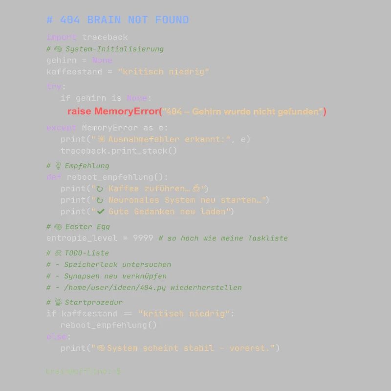 404 Brain Not Found Python Code