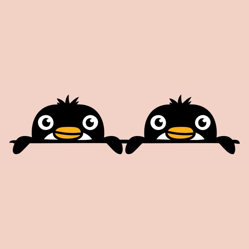 2 amis pingouins jetant un coup d’œil derrière le mur Équipe