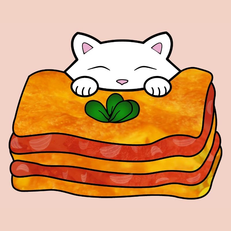 Mignon chat blanc mangeant une délicieuse cuisine italienne