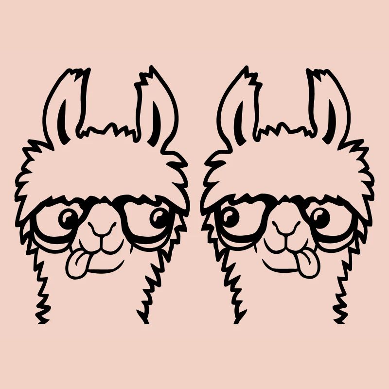 2 Lama Nerds Geeks Team Hornbrille Schlau Grimasse