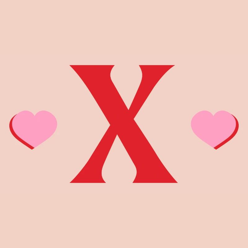 Buchstabe x Rote Herzen