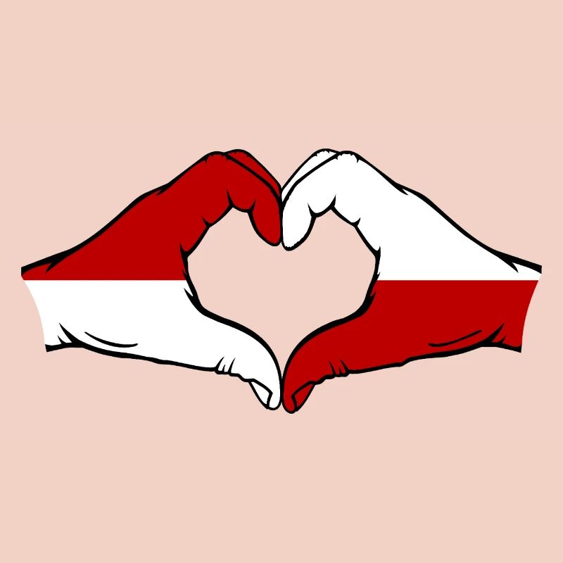 Drapeau de Monaco Pologne main coeur