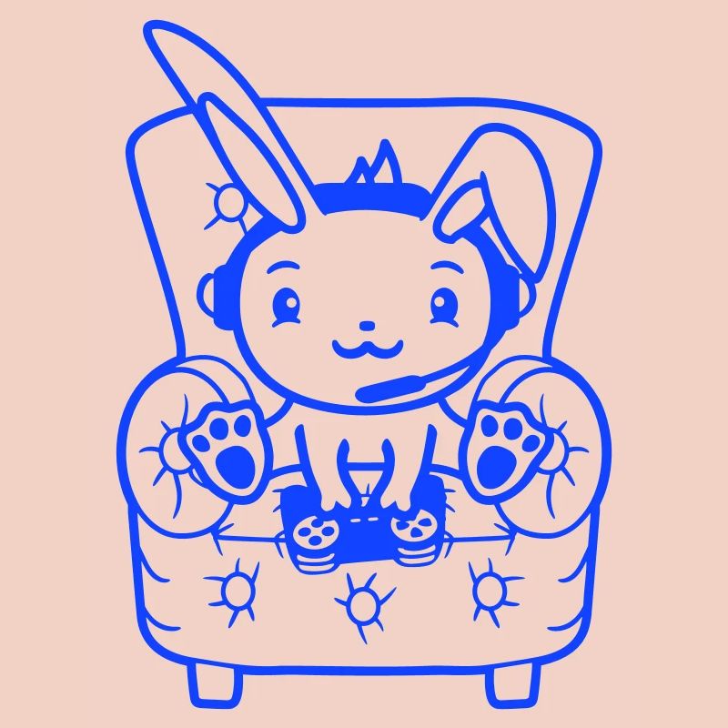 Bunny Playing Controller Console Headset Gamer Nerd