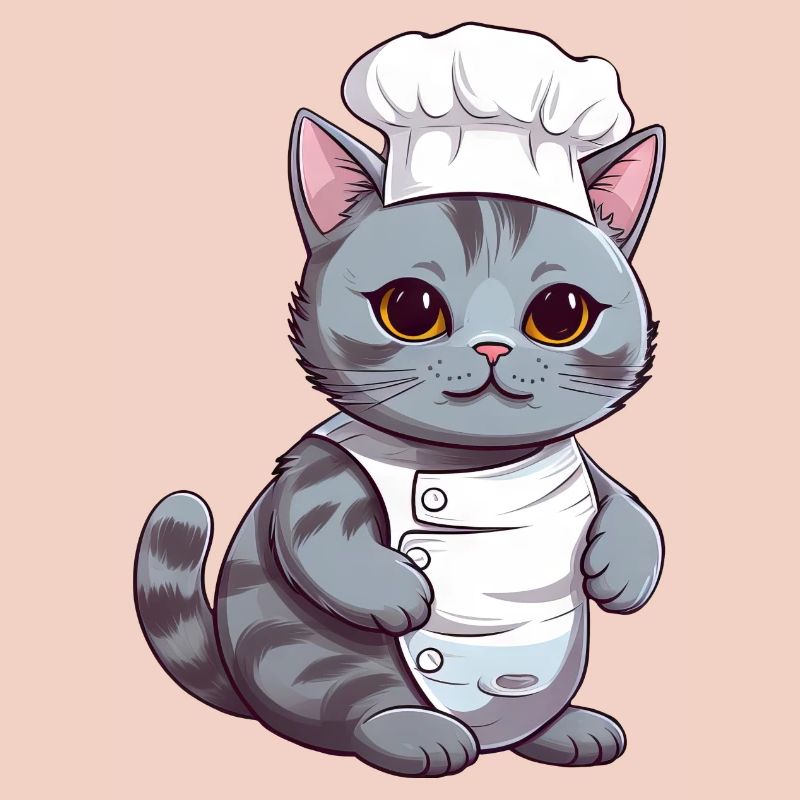Cute Siamese Cat Chef Comic Design