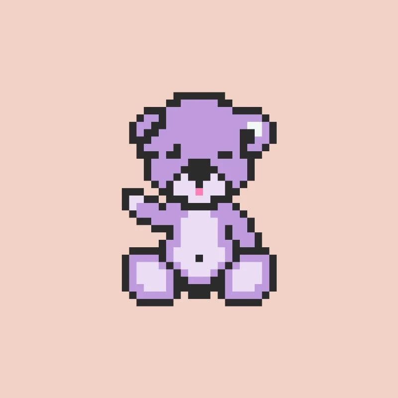 Pixel MiniBear Pastel Purple