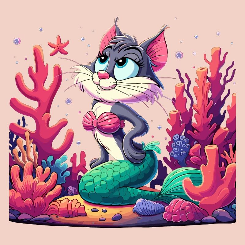 Sirène Sirène Chat Chat Eau Chat Cadeau