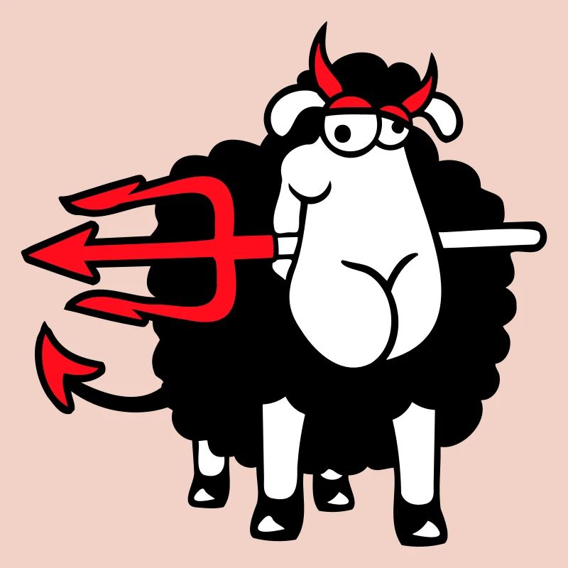 Mouton Diable Satan Enfer Mal Trident Cornes Cool
