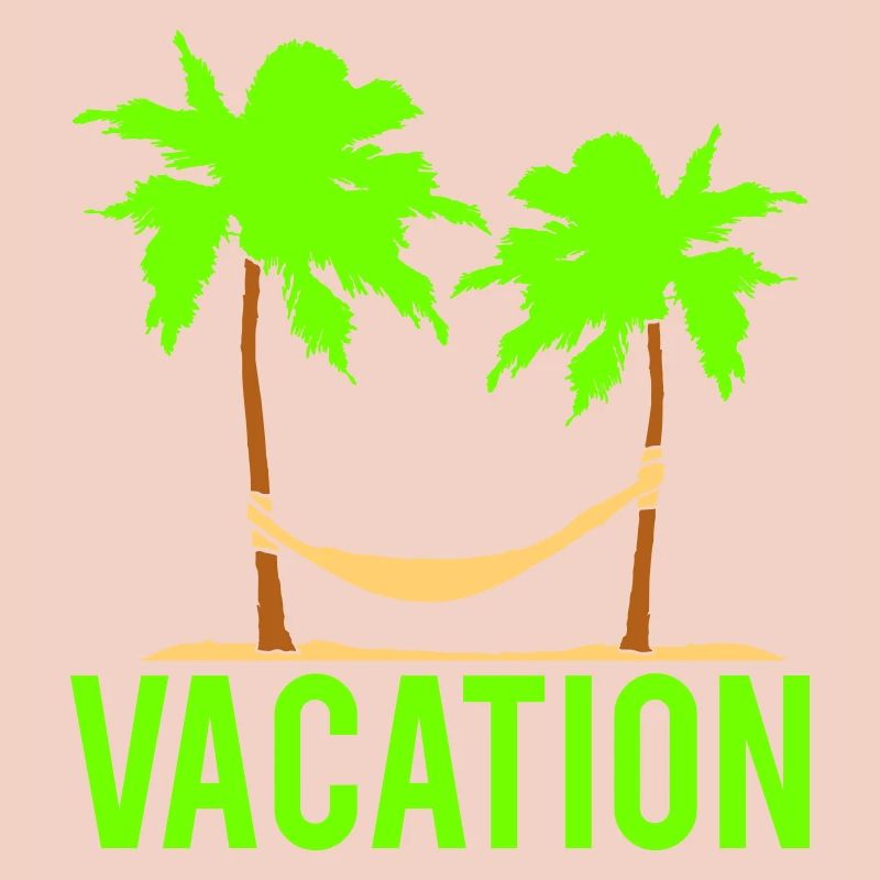 Vacation Text Hammock Sleeping Under 2 Palm Trees
