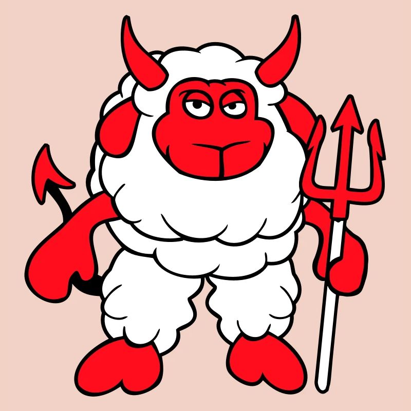 Sheep Devil Satan Hell Evil Trident Horns Cool