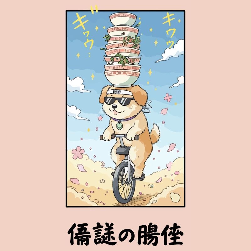 Noodle Stack Pup on Unicycle
