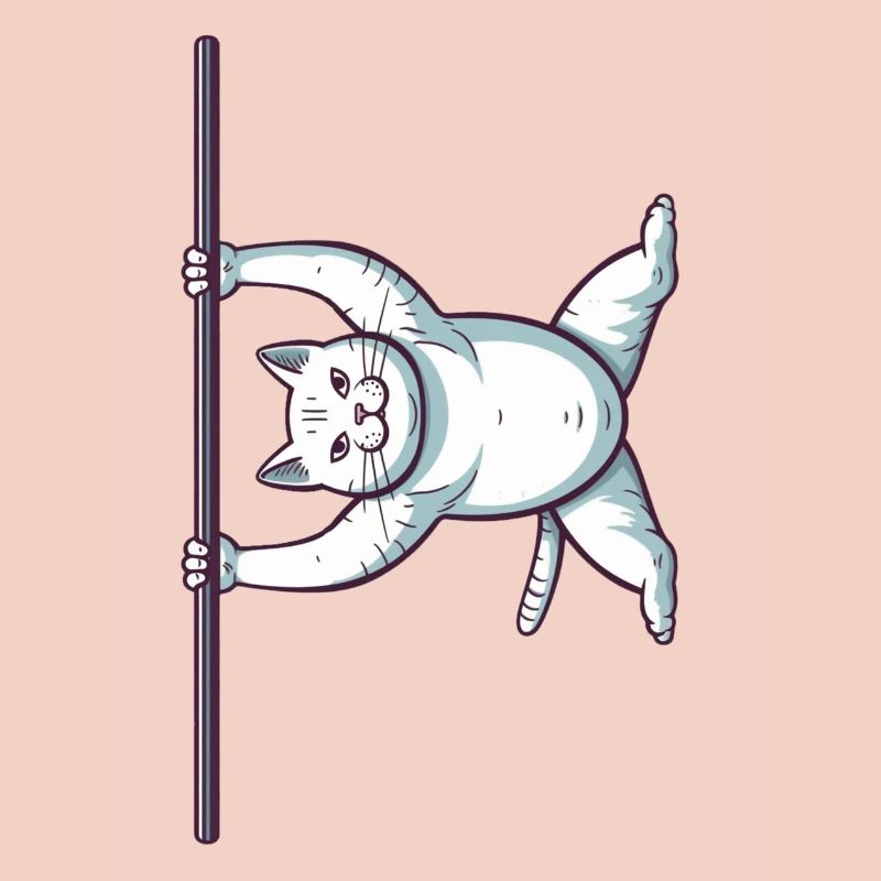 Weiße Comic Katze im Iron X