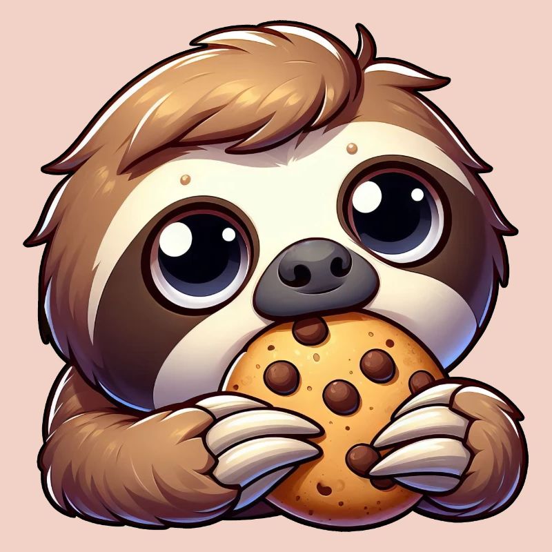 Cute Sloth Cookies Cartoon Snacking