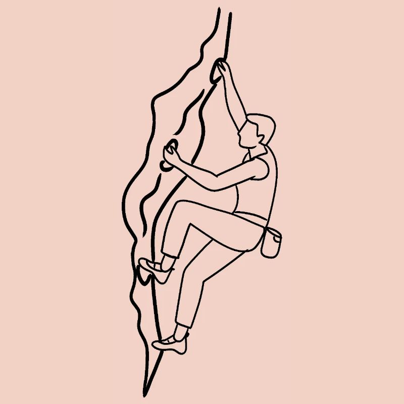 Man on climbing wall