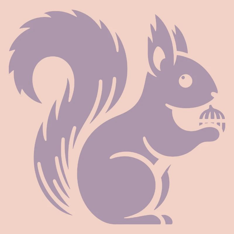 Minimalist Squirrel Silhouette with Nut