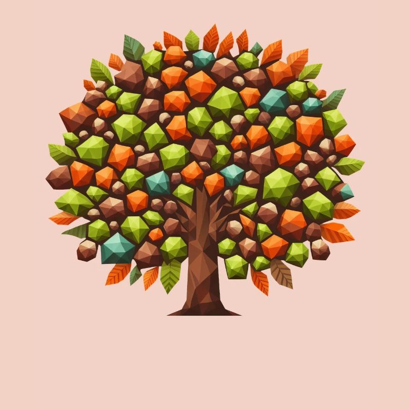 Autumn Elegance: Polygonal Deciduous Tree in