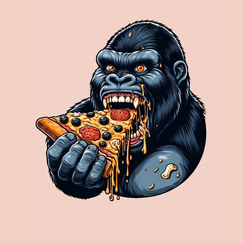 Gorilla Pizza Lover Design Drôle
