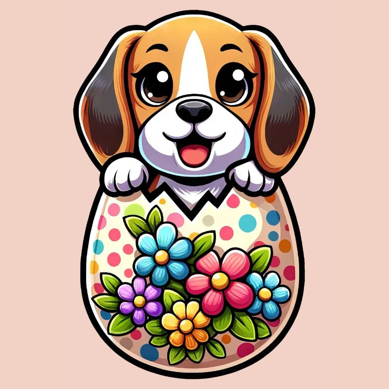 Oeuf de Pâques coloré Beagle éclosion Design