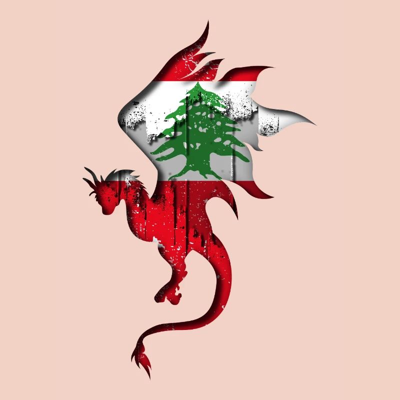 Drapeau du Liban - Liban - Silhouette de dragon