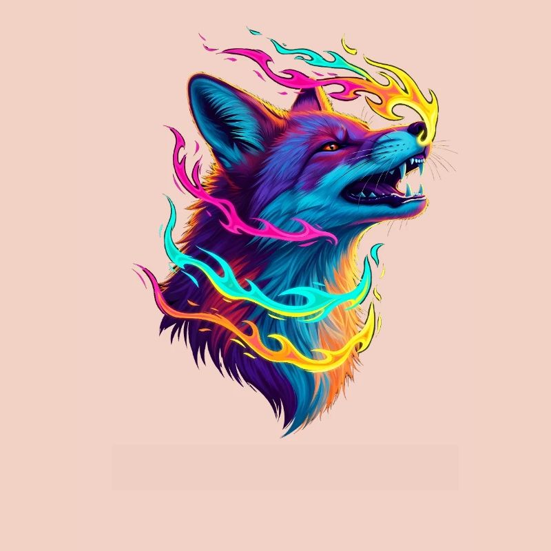Neon Wolf Flame Spell