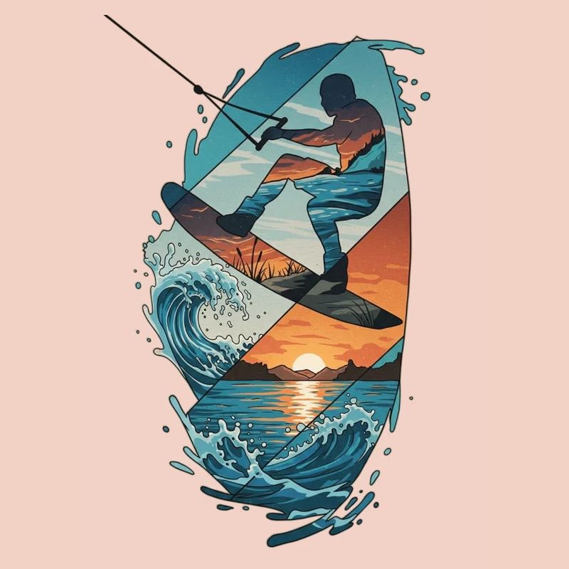 Sunset Waves Kiteboard Portrait