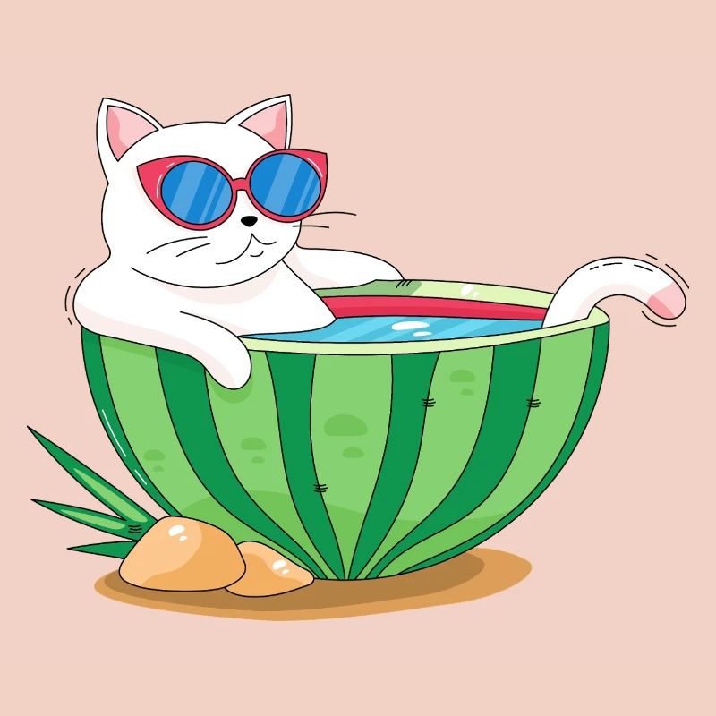 Chat et pastèque