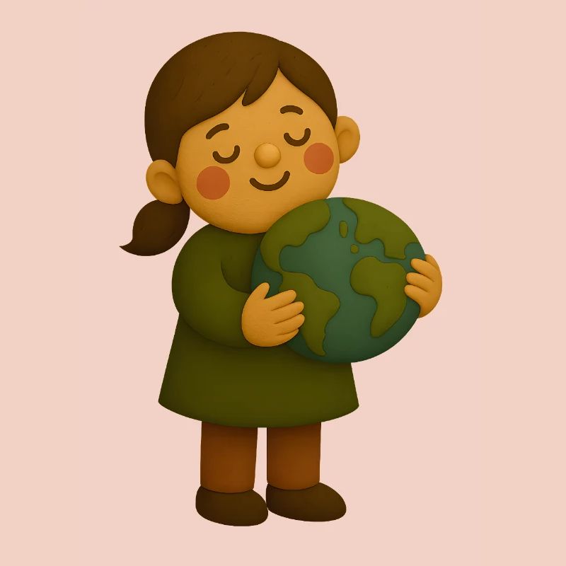 Little environmentalist with globe