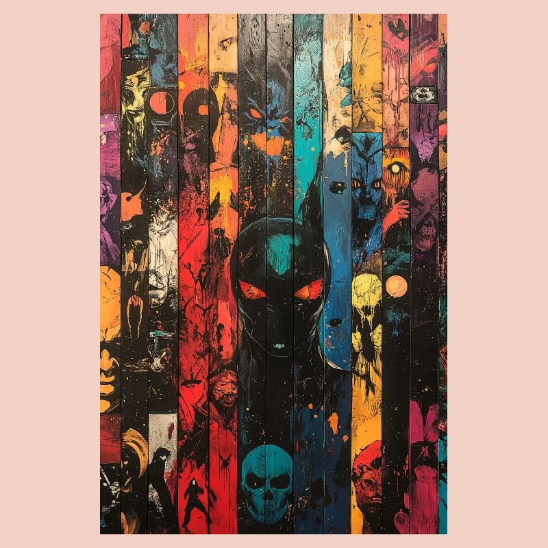 Colored Skull Panel Art