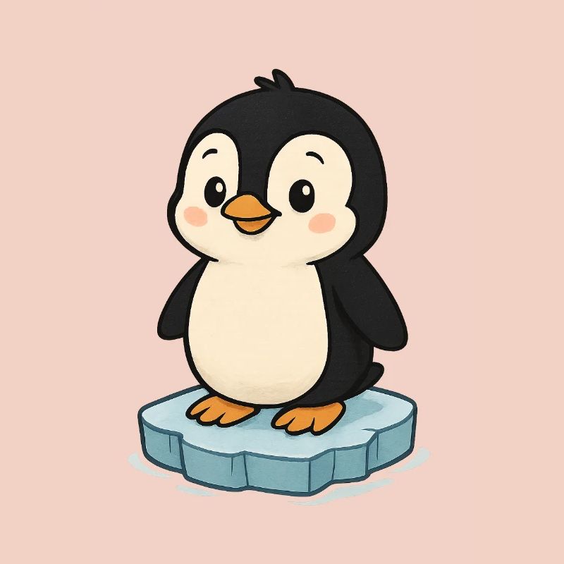 Pingouin mignon sur bloc de glace