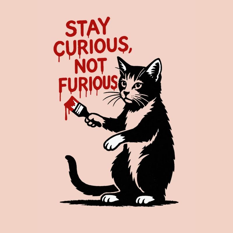 Estampe d’art de chat curieux