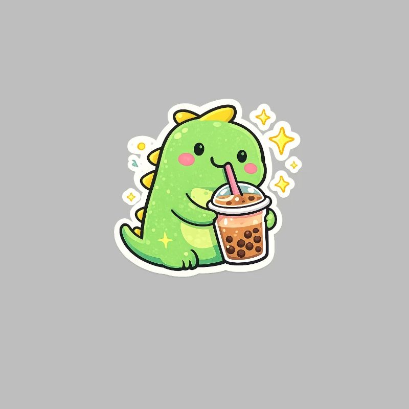 Süßer Dino mit Bubble Tea
