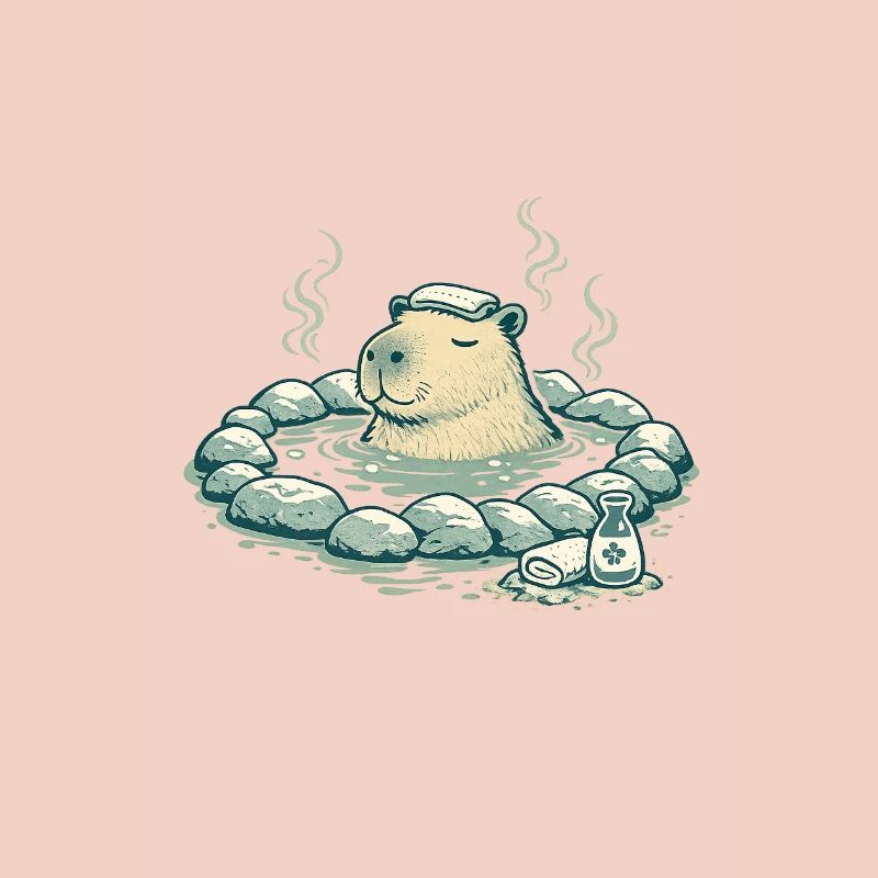 Capybara dans le bain de source